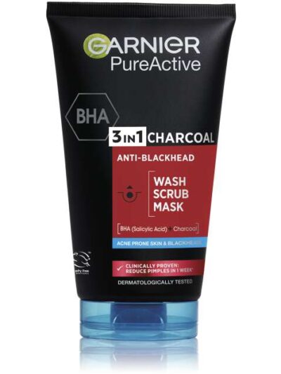 Garnier Pure Activ 3IN1 Charcoal Scrub Mask.Gel de Curatare 3in1 150ml